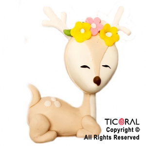ADORNO ANIMALITO DEL BOSQUE BAMBI SENTADO CON FLORES PORCELANA FRIA x 1